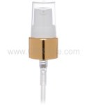 Pump, 20/400, Treatment, Shiny Gold Collar, White Actuator, Clear PP Hood, Diptube Length: 4 in