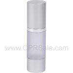 Airless Bottle, Matte Silver Cap, Shiny Silver Collar, Frosted Body, 30mL