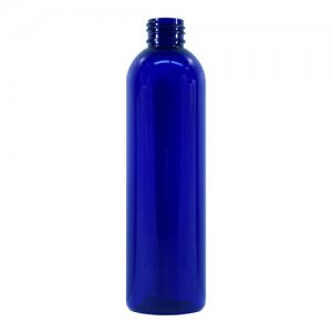 Plastic Bottle, PET, Round, Blue, 8oz