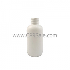 Plastic Bottle, HDPE, Boston Round, White, 4oz