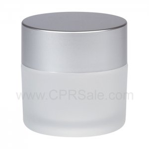Jar, Acrylic, Round, Frosted Jar with Matte Silver Cap, 50 mL, 1.7oz