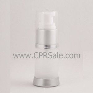 Airless Bottle, Clear Cap, Matte Silver Collar, Frosted Body, 15 mL - Texas