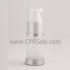 Airless Bottle, Clear Cap, Matte Silver Collar, Frosted Body, 15 mL