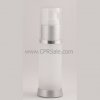 Airless Bottle, Clear Cap, Matte Silver Collar, Frosted Body, 30 mL