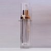 Acrylic Treatment Bottle, Clear Cap, Shiny Gold Collar, Clear Body, Square 30 mL