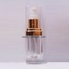 Acrylic Treatment Bottle, Clear Cap, Shiny Gold Collar, Clear Body, Square 15 mL