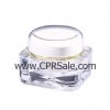 Jar, Acrylic, Square, Clear/White/Clear, Gold Trim, 1oz