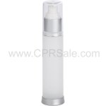Airless Bottle, Clear Cap, Matte Silver Collar, Frosted Body, 50 mL - Texas