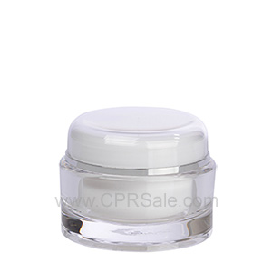 Jar, Acrylic, Round, White/White/Clear, 15 mL