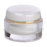 Jar, Acrylic, Round, White/Clear with Gold Band, 15mL