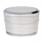 Jar, Acrylic, Pearl, Clear Outer, White PP Inner Cup, Shiny Silver Band on Cap, 15mL