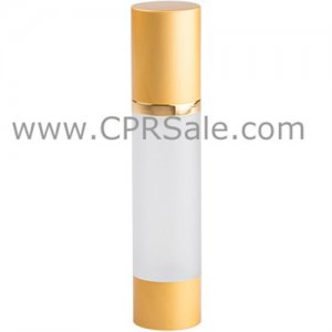 Airless Bottle, Matte Gold Cap, Shiny Gold Collar, Frosted Body, 50 mL - Texas