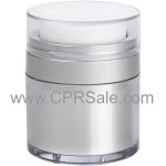 Airless Jar, Clear Cap, Matte Silver Collar, Platinum Body with PP Inner Cup, 30 mL