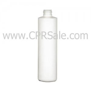 Plastic Bottle, HDPE, Cylinder Round, White, 10oz