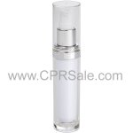 Acrylic Treatment Bottle, Clear Cap, Shiny Silver Collar, Clear Body, White Inner, Round 30 mL