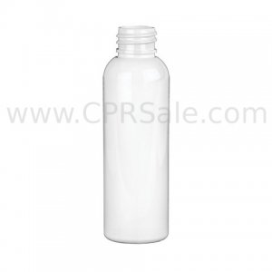 Plastic Bottle, PET, Bullet Round, White, 2oz
