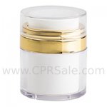 Airless Jar, Clear Cap, Shiny Gold Collar, White Inner Cup, 15 mL