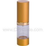 Airless Bottle, Matte Gold Cap, Shiny Gold Collar, Clear Body, 10 mL - Texas