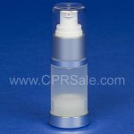 Airless Bottle, Clear Cap, Matte Silver Collar, Natural Body, Shiny Silver Base 15 mL