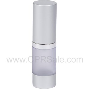 Airless Bottle, Matte Silver Cap, Shiny Silver Collar, Frosted Body, 10 mL - Texas