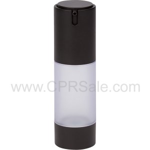 Airless Bottle, Matte Black Cap, Frosted Body, 30mL