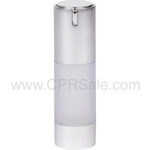 Airless Bottle, Matte Silver Cap, Frosted Body, 30 mL