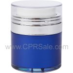 Airless Jar, Clear Cap, Shiny Silver Collar, Blue Body with PP Inner Cup, 30 mL
