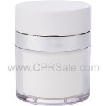 Airless Jar, White Cap, Shiny Silver Collar, Clear Outer Body with White Inner Cup, 50 mL - Texas