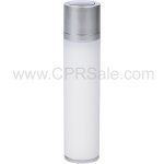Airless Bottle, Matte Silver Twist Up Dispenser, White Body, 50 mL
