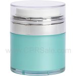 Airless Jar, Clear Cap, Shiny Silver Collar, Teal Blue Body with Natural Inner Cup, 30 mL - Texas