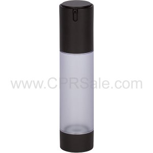Airless Bottle, Matte Black Cap, Frosted Body, 50 mL