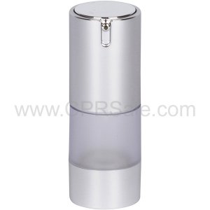 Airless Bottle, Matte Silver Cap, Frosted Body, 15 mL - Texas