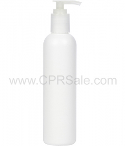 Plastic Bottle, HDPE, Imperial Round, White, 8oz, 24/415 with Natural Lotion Pump