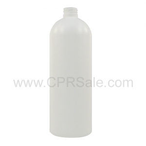 Plastic Bottle, HDPE, Round, White, 32oz