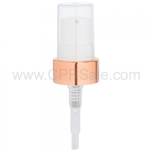 Pump, 20/400, Treatment, Shiny Rose Gold Collar, White Actuator, Clear PP Hood, Diptube Length: 5 in - Texas