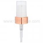 Pump, 20/400, Treatment, Shiny Rose Gold Collar, White Actuator, Clear PP Hood, Diptube Length: 5 in