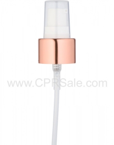 Pump, 20/410, Treatment Pump, Shiny Rose Gold Collar, White Actuator, Clear PP Hood, Diptube Length  = 6 inches
