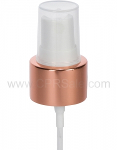 Pump, 24/410, Treatment Pump, Shiny Rose Gold Collar, White Actuator, Natural PP Hood