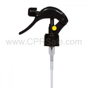 Mini Trigger Sprayer, 24/410, Black, Smooth with Yellow Lock button, Uncut Diptube Length = 6"