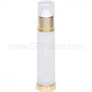 Airless Bottle, Clear Cap, Shiny Gold Collar, Frosted Body, 50 mL - Texas