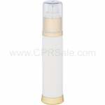 Airless Bottle, Clear Cap, Shiny Gold Collar, White Body, Shiny Gold Base, 50 mL
