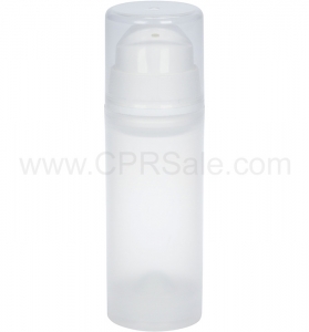 Airless Bottle, Natural Cap, White Pump, Natural Body, 30 mL