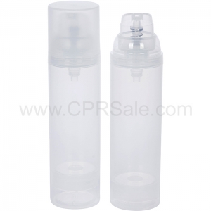 Airless Bottle, Frosted Cap, Natural Pump, Natural Body, 75 mL