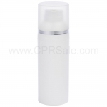 Airless Bottle, Frosted Cap with Shiny Silver Band, White Collar, White Body, 30 mL - Texas