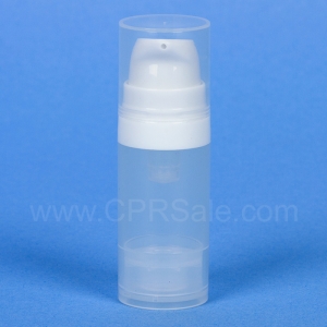 Airless Bottle, Natural Cap, White Pump, Natural Body, 10 mL - Texas