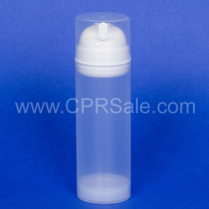 Airless Bottle, Natural Cap, White Pump, Natural Body, 150 mL