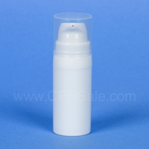 Airless Bottle, Natural Cap, White Pump, White Body, 10 mL - Texas