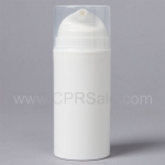 Airless Bottle, Natural Cap, White Pump, White Glossy Body, 100 mL