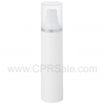 Airless Bottle, Natural Cap with Matte Silver Band, White Pump, White Body, 50 mL