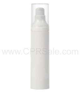 Airless Bottle, Natural Cap, White Pump, White Body, 50 mL - Texas